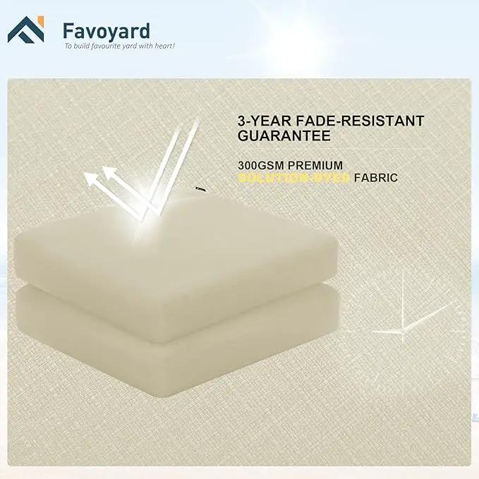 Favoyard Outdoor Chair Cushion 24 x 24 x 4 Inch Rainproof & 3-Year Fade Resistant Patio Furniture Cushions with Removable Cover and Adjustable Ties for Garden Sofa Couch Pads Set of 2, Beige, photo 6 of 6