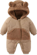 JiAmy Baby Snowsuit Newborn Winter Clothes Coat Romper Windproof Fleece Hat Zipper Baby Bear Outfit by TinyTreasures Baby Boutique