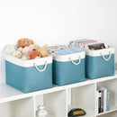 Bidtakay Large Storage Baskets for Shelves 3 Pack 16x11.8x11.8 Inch Storage Bins for Organizing Fabric Storage Cubes for Closet Clothes Basket Laundry-White&Teal by TinyTreasures Baby Boutique