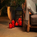 Homemory Acrylic Flameless Candles with Embedded Star String Fairy Lights, Battery Operated Candle, LED Candles, Fake Candles with Remote Control and Timer, Red, Set of 5(H4 5" 6" 8" 8") by CozyNest Decor