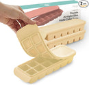 Silicone Freezer Trays with Lid,2ea 0.7oz 12 Cube-Leak Proof Silicone Freezer molds for Homemade Baby Food Breastmilk, Purees, Vegetables, Fruit, Baby Food Jars Ice Tray with Lid BPA Free Beige by TinyTreasures Baby Boutique
