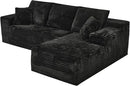 Modular Sectional Sofa Cloud Sectional Couch, 107" Comfy Fluffy L Shaped Black Couches for Living Room, Deep Seat Memory Foam Plush Corduroy Boneless Couch Sectionals with Right Facing Chaise Sofa by CozyNest Decor