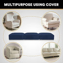 PrinceDeco Velvet Couch Cushion Covers 3 Pieces Velvet Separate Couch Cover Stretch Sofa Slipcover Washable Furniture Protector for Sectional Sofa(Each Width Up to 40", Navy) by CozyNest Decor