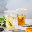 100 Pack - 20 oz Clear Plastic Cups with Lids and Straws, Sturdy & Food Safe Iced Coffee Cups with lids, Disposable Plastic Smoothie Cups for Cold Drinks by TinyTreasures Baby Boutique