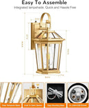 VIANIS Dusk to Dawn Outdoor Wall Lanterns, Modern Golden Exterior Lighting Fixtures Wall Mount Sconces, 100% Aluminum Waterproof Gold Porch Lights, Outside Coach Lantern for House Patio Garage, 2-Pack by GreenHaven Gardens
