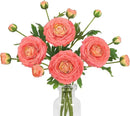 IPOPU 4PCS Real Touch Ranunculus Artificial Flowers Faux Ranunculus Flowers for Vases Real Look Silk Peonies Fake Peony Flowers for Home Indoor Wedding Centerpieces for Table Decorations (Orange) by CozyNest Decor