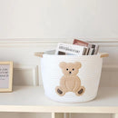 INough Cotton Rope Basket Toy Storage Baskets for kids Laundry Hamper, Gift Basket Empty Baby Shower Baskets with Handles, Cute Bins Blanket Stuffed Animal Storage for Nursery, Living Room Decor, Bear by TinyTreasures Baby Boutique