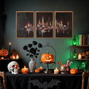 Aurlan Gothic Bloody Skull and Candles Framed Wall Art(16"x24"), 3PCS Horror Dark Academia Halloween Skeleton Canvas Artwork, Modern Goth Spooky Creepy Ghost Decor for Home Office Bedroom by CozyNest Decor