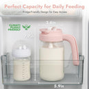 Papablic Glass Breastmilk Pitcher, Formula Mixing Pitcher with Mixing Handle Lid, Wide Mouth Mason Jar Mixer with Flip Locking Spout, Easy to Clean, BPA Free, Pink by TinyTreasures Baby Boutique