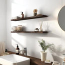 48 Inch Floating Shelves for Wall Rustic Brown Wood Wall Shelves for Bedroom Set of 4 by CozyNest Decor