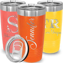Personalized Gifts, Travel Coffee Mug, Engraved Tumbler with Names and Text, Personalized Cups Double Walled Insulated Coffee Cup for Travel, Work, Gym, Gift for Her, (Orange, 20oz) by TinyTreasures Baby Boutique