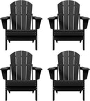 Westin Outdoors Laguna WO Home Furniture Adirondack Chair 4 PC Set Classic Outdoor Patio Folding Chair for Bon Fire Pit Lawn Backyard Beach Plastic Weather-Resistant (Black) by GreenHaven Gardens