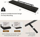 48 inch Floating Shelves for Wall Large Wall Mounted Shelves with Invisible Brackets, Black Long Shelves for Bathroom, Living Room, Kitchen, Office, 48x9.1 inch deep Set of 2 by CozyNest Decor