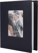 RECUTMS Photo Album 4x6 100 Pages Photos Leather Cover Picture Book with Personalized Front Window for Wedding Family Children Graduation Anniversary Vacation (Black blue) by TinyTreasures Baby Boutique