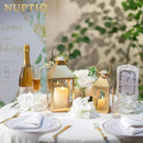 NUPTIO Gold Lanterns Decorative Indoor: 8.6 Inch Tall Metal Lantern with Glass for Pillar Candle - Fireplace Decor for Christmas Home Living Room Mantle Porch Wedding by CozyNest Decor
