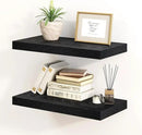 Fun Memories Black Floating Shelves 16 Inch Long, 8 Deep Floating Shelf Wall Mounted, 16 x 8 Inch Wooden Bathroom Shelves, Deep Storage Shelves for Living Room, Kitchen, Set of 2 by CozyNest Decor
