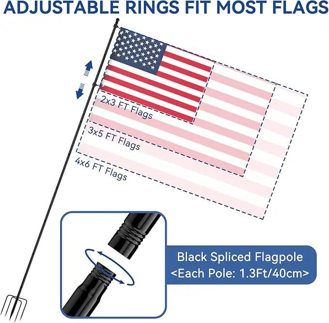 ZMTECH 10 FT Flag Pole with American Flag in Ground, Extra Thick Flag Pole Kit for Yard,Windproof Ground Flag Poles for Outside House Residential or Commercial（1 PACK）, photo 5 of 6