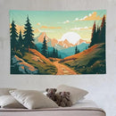 HZOHNAGO Mountain Tapestry Forest Mountain Sunrise Road Pattern Printed Wall Tapestry Wall Hanging for Bedroom Living Room Dorm 90" W x 60" H by CozyNest Decor