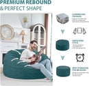 5FT Bean Bag Chair, Large Bean Bag Chairs with Memory Foam Filled, Fluffy Beanbag Sofa with Dutch Velvet Cover, Round BeanBag Chairs for Living Room, Playroom- Sea Blue by TinyTreasures Baby Boutique