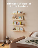 Nursery Book Shelves, 4-Pack Wood Floating Shelves for Wall Kids, Scalloped Shelves, Wall Book Shelves for Bedroom Kids, Toddler Room, Baby Room, Nursery Decor(Wood, 16.5 Inches) by TinyTreasures Baby Boutique