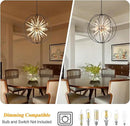 31.5" Black Gold 16-Light Globe Sputnik Chandelier Modern Industrial Adjustable Hanging Ceiling Pendant Light Fixture for Entryway Foyer Stairway Dining Living Room Hallway by CozyNest Decor