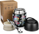 17 oz Insulated Lunch Containers Hot Food Jar, Wide Mouth Lunch Thermo for Kids Adults, Vacuum Stainless Steel Lunch Box With Handle Folding Spoon for School, Office Black - Car by TinyTreasures Baby Boutique