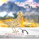 White Woven Bird Duo - Metal & Rattan Tabletop Sculptures, Modern Boho Decor with Detachable Memo Clips and Christmas Ornament (6x5.5x2.3in) by CozyNest Decor