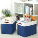 DULLEMELO Extra Large Storage Baskets, Fabric Storage Bins for Organizing Shelves Nursery Toys Books, Closet Baskets and Bins with Handles, White&Blue, 2-Pack by TinyTreasures Baby Boutique