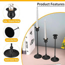 Taper Candle Holder Tall Vintage Metal Candlestick Holders Candle Stick Candelabra for Halloween Thanksgiving Christmas Holiday Wedding (Matt Black, 1 Set (3 pcs)) by CozyNest Decor