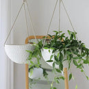 LA JOLIE MUSE 10 Inch Hanging Planters for Indoor Plants, Outdoor Garden Planter Pots, White, Honeycomb, Set of 2 by CozyNest Decor