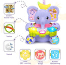Baby Elephant Musical Stuffed Animals Toy with Light-Up Music & Crinkle Sound Paper,Infant Bilingual Early Learning Education Toys,Tummy Time Toys for 0-3-6-12+ Months Boy Girl, Purple by TinyTreasures Baby Boutique