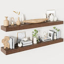 Heimlove Floating Shelves for Wall 48 Inches Long,9.3" Deep Walnut Floating Shelf Set of 2,Wall Mounted Wood Shelves for Bathroom Bedroom Living Room Kitchen Office,Shelf for Books Storage Room Decor by CozyNest Decor