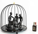 Family and Dog Statues, Cast Iron Family of 3 Figurine, Gift for Dog Lovers,Dog Memorial Gift, Black by GreenHaven Gardens