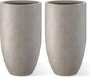 Kante 24 Inch Tall Round Concrete Planter, 2 Pack Large Indoor Outdoor Plant Pots with Drainage Hole and Rubber Plug, Modern Decorative Garden Pots for Home Patio Porch, Weathered Concrete by GreenHaven Gardens