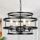 4-Light Black Chandelier for Dining Room, 19.7" Modern Farmhouse Pendant Light with Geometric Metal Frame, Industrial Flush Mount Ceiling Light for Living Room, Bedroom, Kitchen Island, Hallway, Foyer by CozyNest Decor