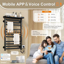 ENZE Heated Towel Rack with Shelf and Wi-Fi App Control, 11 Bars Electric Wall Mounted Towel Warmer with Timer & Adjustable Temperature, Low Carbon Steel, Plug-in/Hardwired, Matte Black by TinyTreasures Baby Boutique