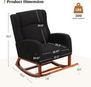 Rocking Chair Nursery, Nursing Rocking Chairs for Mom Nursery, Comfy Wingback Glider Rocking Armchair with Foot Rest and Side Pocket for Nursery Living Room Bedroom, Walnut Black by TinyTreasures Baby Boutique