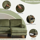 Karl home U-Shape Sectional Sofa Couch 111" Modern 4-Seat Sofa with Chaises Corduroy Fabric Upholstered Covertible Couch with Wood Grain Legs for Living Room, Reception Room, Apartment, Green by CozyNest Decor