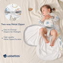 Baby Sleep Sack 6-12 Months, Cotton Detachable Long Sleeve Sleep Sack, 2.5 Tog Toddler Sleeping Sack with Temperature Strips, 2-Way Zipper Wearable Blankets for Newborns, Ocean by TinyTreasures Baby Boutique