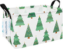 LANGYASHAN Rectangular Storage Bin Collapse Canvas Fabric Cartoon Storage Basket with Handles for Organizing Home Kitchen Boys and Girls Toys Office Closet Shelf Baskets (Rec christmas tree) by CozyNest Decor
