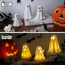 [Timer] Light Up Ghost Halloween Decor, 3 Pcs Ceramic Halloween Ghost Decorations Indoor, Cute White Ghost Figurines Statue for Indoor Decor Home Table (A) by CozyNest Decor