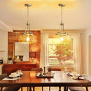 WUZUPS Chandelier Rustic Farmhouse Industrial Round Ceiling Pendant LED Light Fixture with Clear Glass Shades for Dining Room Kitchen Island Foyer Entryway, H 17" x W 13.4", E26 Base, Brushed Nickel by CozyNest Decor