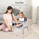 3 in 1 Baby High Chair,Adjustable Convertible Infant Baby Feeding Chair Booster for Eating with Detachable Double Tray,5 Point Harness,Deep Gray by TinyTreasures Baby Boutique