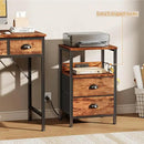 Furologee End Table with Charging Station, Nightstand with Fabric Drawers, Side Table with USB Ports & Outlets, Night Stand with Storage Shelf & Hooks, for Living Room/Bedroom, Rustic Brown by CozyNest Decor