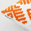 HWY 50 Orange Decorative Throw Pillow Covers 18x18 Inch, Pack of 2 Embroidered Cotton Farmhouse Cushion Cover Pillow Case for Sofa Couch Living Room Bed Bedroon, Modern Diamond Geometric by CozyNest Decor