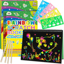 ZMLM Scratch Paper Art Craft: 2 Pack Rainbow Scratch Set for 3 4 5 6 7 8 9 10 Years Old Girls Boys Students Drawing Coloring Black Magic Art Supplies Kits Gifts School Birthday Party Toys(Classic) by TinyTreasures Baby Boutique