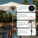 10FT Solar Umbrella 32 LED Lighted Patio Umbrella Table Market Umbrella w/Tilt and Crank, UV-Resistant Outdoor Umbrella for Pool, Garden, Deck, Creamy White by GreenHaven Gardens