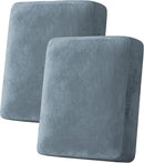 H.VERSAILTEX Velvet Stretch Couch Cushion Cover Plush Cushion Slipcover for Chair Loveseat Sofa Cushion Furniture Protector Seat Cushion Sofa Cover (2 Piece Medium Sofa Cushion Covers, Stone Blue) by CozyNest Decor