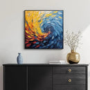 Framed Blue Modern Abstract Wall Art, Minimalist Large Canvas Paintings Artwork for Walls, Blue Yellow Art Prints Pictures for Living Room, Hallway, Bedroom, Office, Bathroom Wall Decor -24x24 Inch by CozyNest Decor