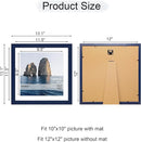 12x12 Picture Frame Set of 4, 12 x 12 Wood Photo Frames with Mat for 10x10 or 30x30cm Diamond Painting Art, Wooden Frame with Real Glass Cover for Wall and Tabletop Display,Blue by CozyNest Decor